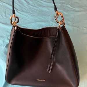 NEW Michael Khors Laney Black Leather Hobo Bag